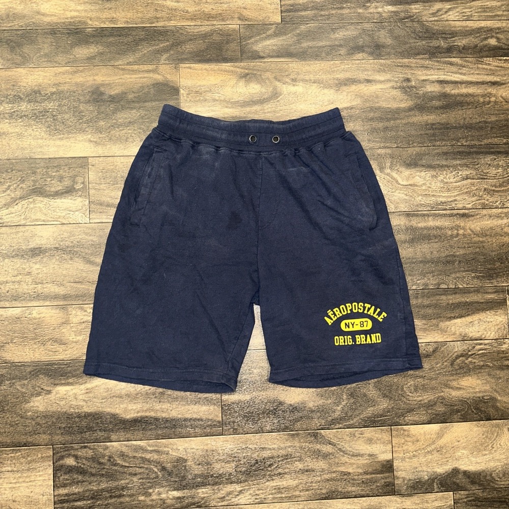 Y2K Aeropostale Fleece Sweat Shorts Athletic Men's Size Medium Navy Blue NY-1987